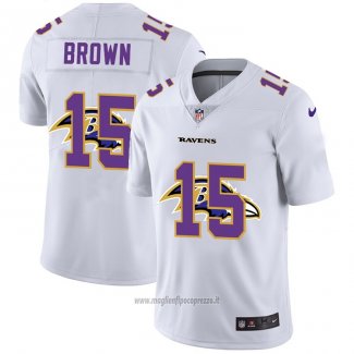 Maglia NFL Limited Baltimore Ravens Brown Logo Dual Overlap Bianco