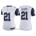 Maglia NFL Limited Donna Dallas Cowboys 21 Ezekiel Elliott Bianco Rush Legend