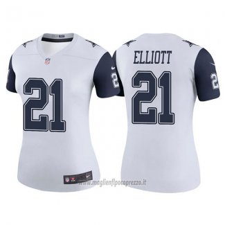 Maglia NFL Limited Donna Dallas Cowboys 21 Ezekiel Elliott Bianco Rush Legend