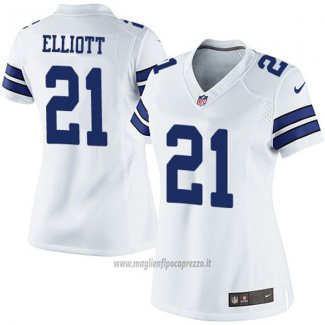 Maglia NFL Limited Donna Dallas Cowboys 21 Ezekiel Elliott Elite Bianco