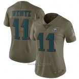 Maglia NFL Limited Donna Philadelphia Eagles 11 Wentz 2017 Salute To Service Verde