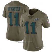 Maglia NFL Limited Donna Philadelphia Eagles 11 Wentz 2017 Salute To Service Verde