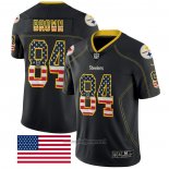 Maglia NFL Limited Pittsburgh Steelers Brown Rush USA Flag Nero