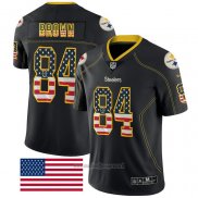 Maglia NFL Limited Pittsburgh Steelers Brown Rush USA Flag Nero