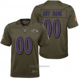 Maglia NFL Limited Bambino Baltimore Ravens Personalizzate Salute To Service Verde