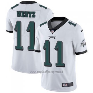 Maglia NFL Limited Bambino Philadelphia Eagles 11 Carson Wentz Bianco Stitched Vapor Untouchable