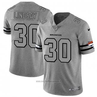 Maglia NFL Limited Denver Broncos Lindsay Team Logo Gridiron Grigio