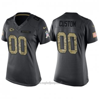 Maglia NFL Limited Donna Kansas City Chiefs Personalizzate 2016 Salute To Service Nero