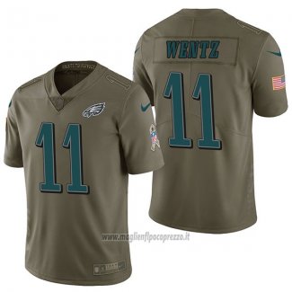 Maglia NFL Limited Philadelphia Eagles 11 Carson Wentz 2017 Salute To Service Verde
