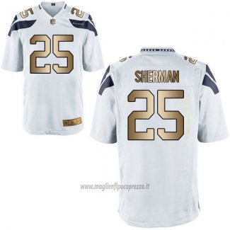 Maglia NFL Gold Game Seattle Seahawks Sherman Bianco