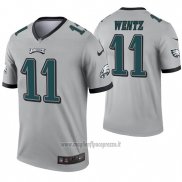 Maglia NFL Legend Philadelphia Eagles 11 Carson Wentz Inverted Grigio