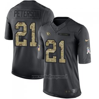 Maglia NFL Limited Arizona Cardinals 21 Patrick Peterson Nero Stitched 2016 Salute To Service