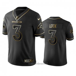Maglia NFL Limited Denver Broncos Drew Lock Golden Edition Nero