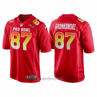 Maglia NFL Pro Bowl New England Patriots 87 Rob Gronkowski AFC 2018 Rosso