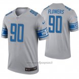 Maglia NFL Legend Detroit Lions 90 Trey Flowers Inverted Grigio