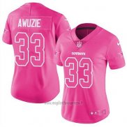 Maglia NFL Limited Donna Dallas Cowboys 33 Chidobe Awuzie Rosa Stitched Rush Fashion