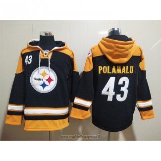 Felpa con Cappuccio Pittsburgh Steelers Troy Polamalu Nero