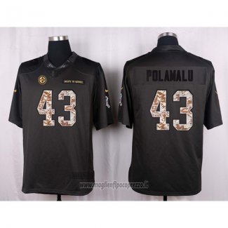 Maglia NFL Anthracite Pittsburgh Steelers Polamalu 2016 Salute To Service