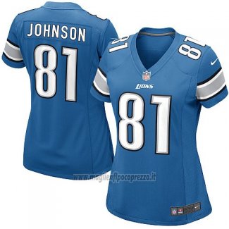 Maglia NFL Game Donna Detroit Lions Johnson Blu