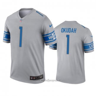 Maglia NFL Legend Detroit Lions Jeff Okudah Inverted Grigio