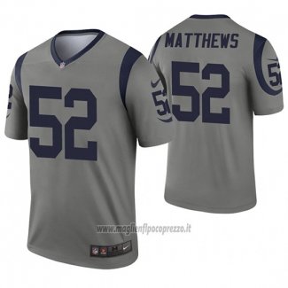 Maglia NFL Legend Los Angeles Rams 52 Clay Matthews Inverted Grigio