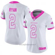 Maglia NFL Limited Donna Atlanta Falcons 2 Matt Ryan Bianco Rosa Stitched Rush Fashion
