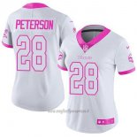 Maglia NFL Limited Donna Minnesota Vikings 28 Adrian Peterson Bianco Rosa Stitched Rush Fashion