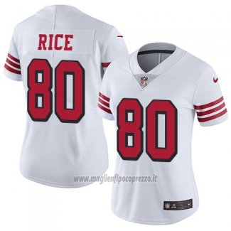 Maglia NFL Limited Donna San Francisco 49ers 80 Jerry Rice Bianco Rush Stitched Vapor Untouchable