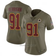 Maglia NFL Limited Donna Washington Commanders 91 Kerrigan 2017 Salute To Service Verde