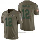 Maglia NFL Limited Green Bay Packers 12 Aaron Rodgers 2017 Salute To Service Verde