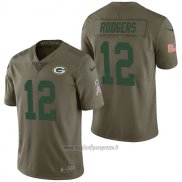 Maglia NFL Limited Green Bay Packers 12 Aaron Rodgers 2017 Salute To Service Verde