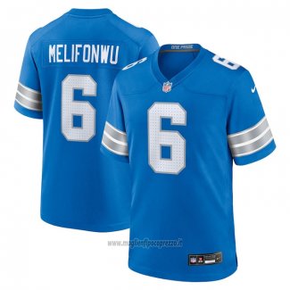 Maglia NFL Game Detroit Lions Ifeatu Melifonwu Blu Bianco