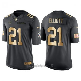 Maglia NFL Gold Anthracite Dallas Cowboys Elliott Salute To Service 2016 Nero