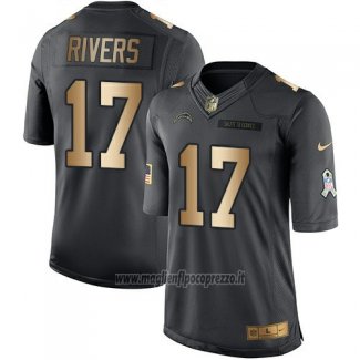 Maglia NFL Gold Anthracite San Diego Chargers Rivers Salute To Service 2016 Nero