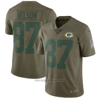 Maglia NFL Limited Bambino Green Bay Packers 87 Nelson 2017 Salute To Service Verde