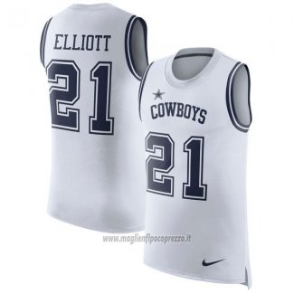 Maglia NFL Limited Dallas Cowboys Senza Maniche 21 Elliott Bianco