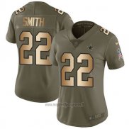 Maglia NFL Limited Donna Dallas Cowboys 22 Emmitt Smith Verde Or Stitched 2017 Salute To Service