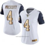 Maglia NFL Limited Donna Dallas Cowboys 4 Dak Prescott Elite Or Bianco