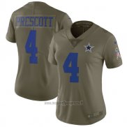Maglia NFL Limited Donna Dallas Cowboys 4 Prescott 2017 Salute To Service Verde