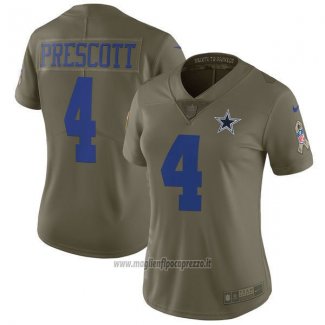 Maglia NFL Limited Donna Dallas Cowboys 4 Prescott 2017 Salute To Service Verde