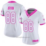 Maglia NFL Limited Donna Dallas Cowboys 88 Michael Irvin Bianco Rosa Stitched Rush Fashion
