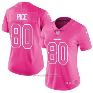 Maglia NFL Limited Donna Las Vegas Raiders 80 Jerry Rice Rosa Stitched Rush Fashion