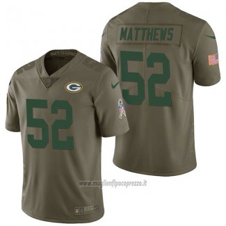 Maglia NFL Limited Green Bay Packers 52 Clay Matthews 2017 Salute To Service Verde
