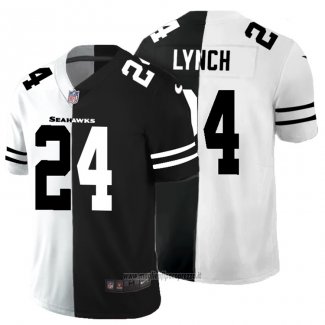 Maglia NFL Limited Seattle Seahawks Lynch White Black Split