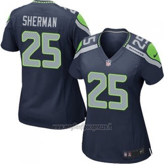 Maglia NFL Game Donna Seattle Seahawks Sherman Blu Scuro