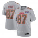 Maglia NFL Game Kansas City Chiefs Travis Kelce Super Bowl Lviii Patch Atmosphere Fashion Grigio