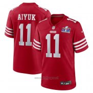Maglia NFL Game San Francisco 49ers Brandon Aiyuk Super Bowl Lviii Patch Rosso