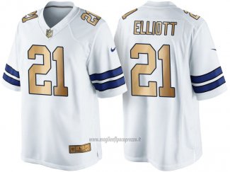 Maglia NFL Gold Game Dallas Cowboys Elliott Bianco