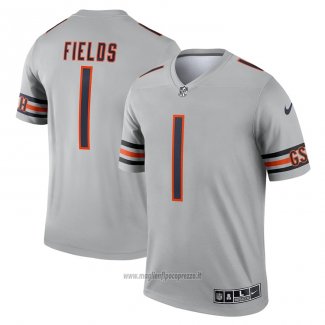 Maglia NFL Legend Justin Fields Chicago Bears Inverted Grigio