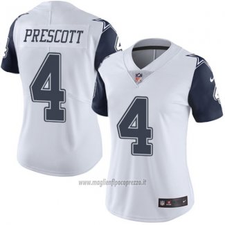 Maglia NFL Limited Donna Dallas Cowboys 4 Dak Prescott Elite Bianco